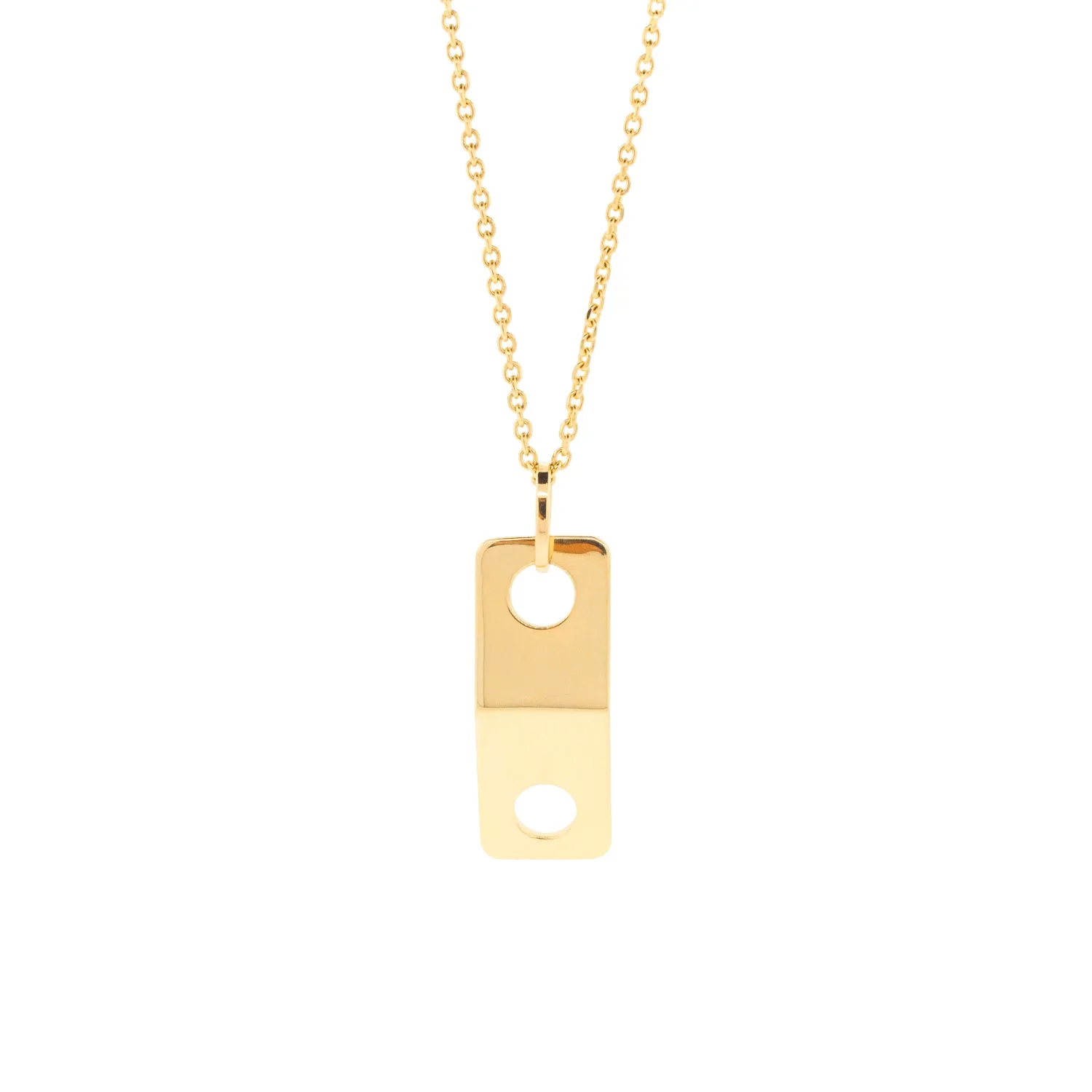 Gold Large Link ID Plate Vertical Pendant Necklace