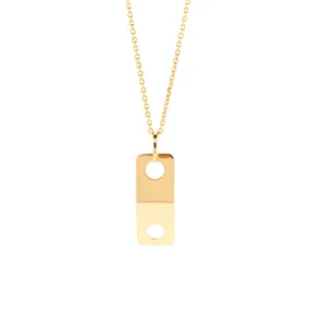 Gold Large Link ID Plate Vertical Pendant Necklace