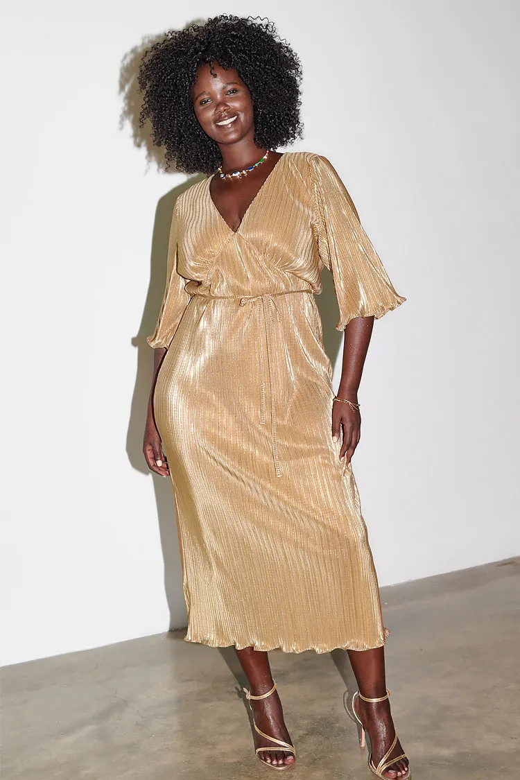 Gold Plisse Dress