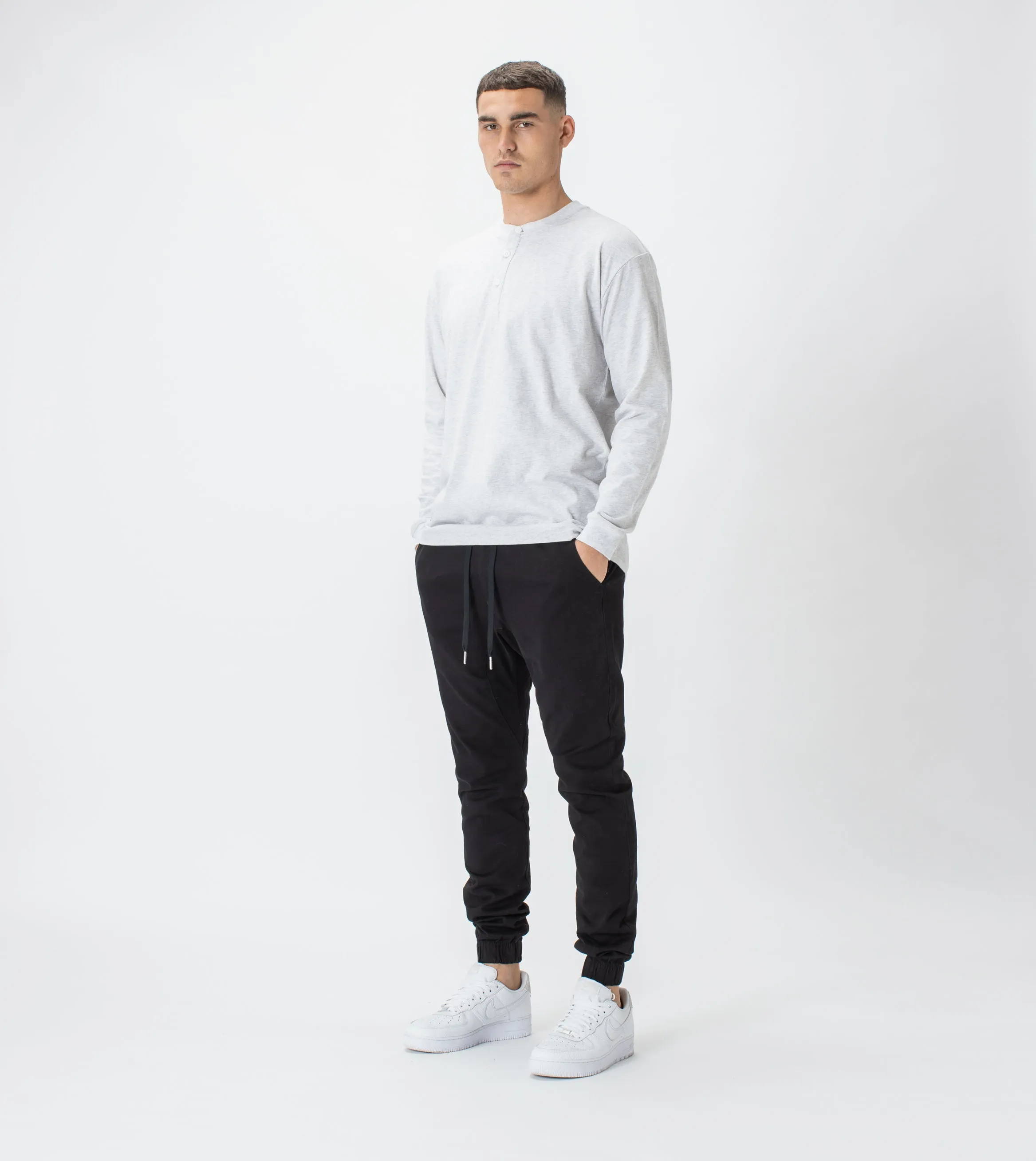 Henley LS Tee Blizzard Marle