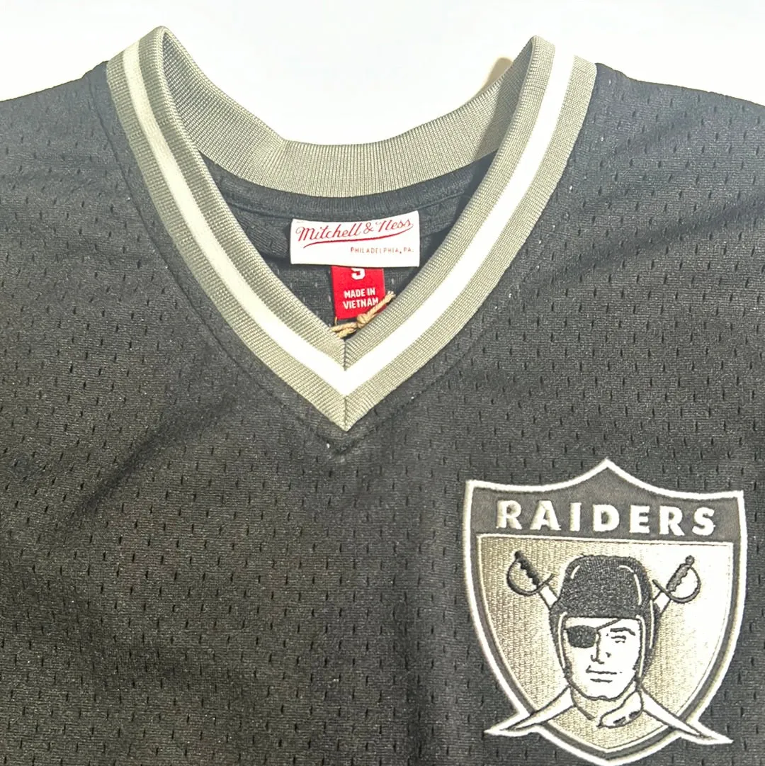 LAS VEGAS RAIDERS NFL Mitchell & Ness Nostalgia Co VINTAGE V-NECK MESH FASHION MENS SHORT SLEEVE