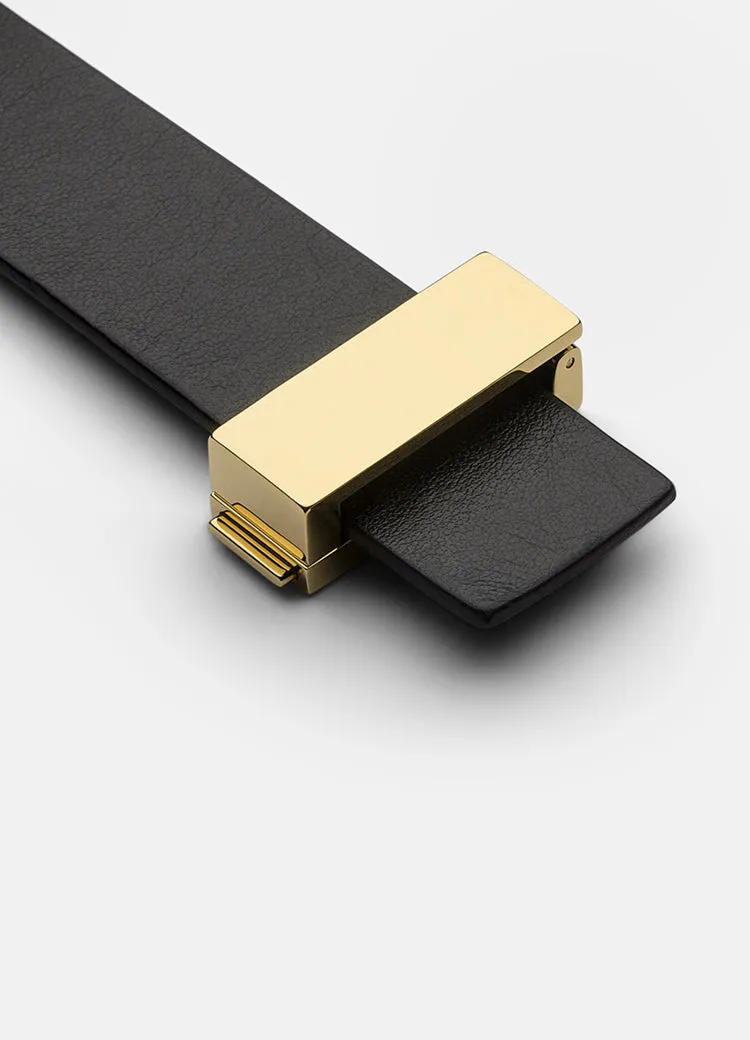 Leather Bracelet | Thin Clasp | Gold | Black