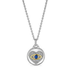 Little Luxuries Evil Eye Heart Medallion Necklace with Diamonds and 18K Gold