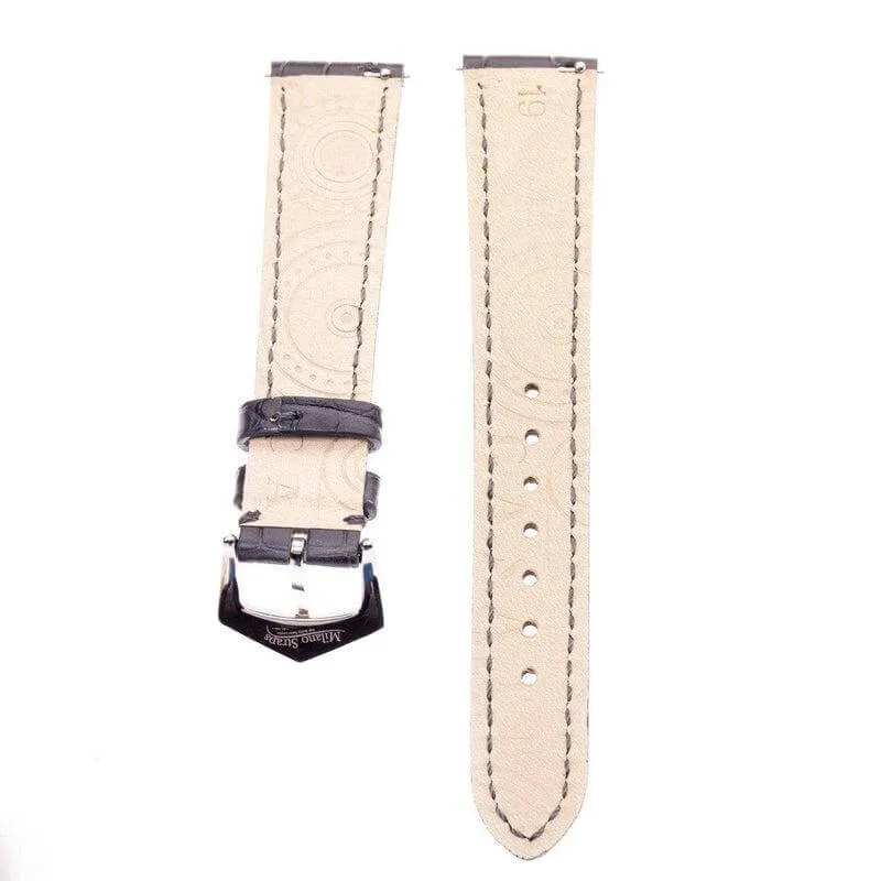 Matt Dark Grey Alligator Watch Strap