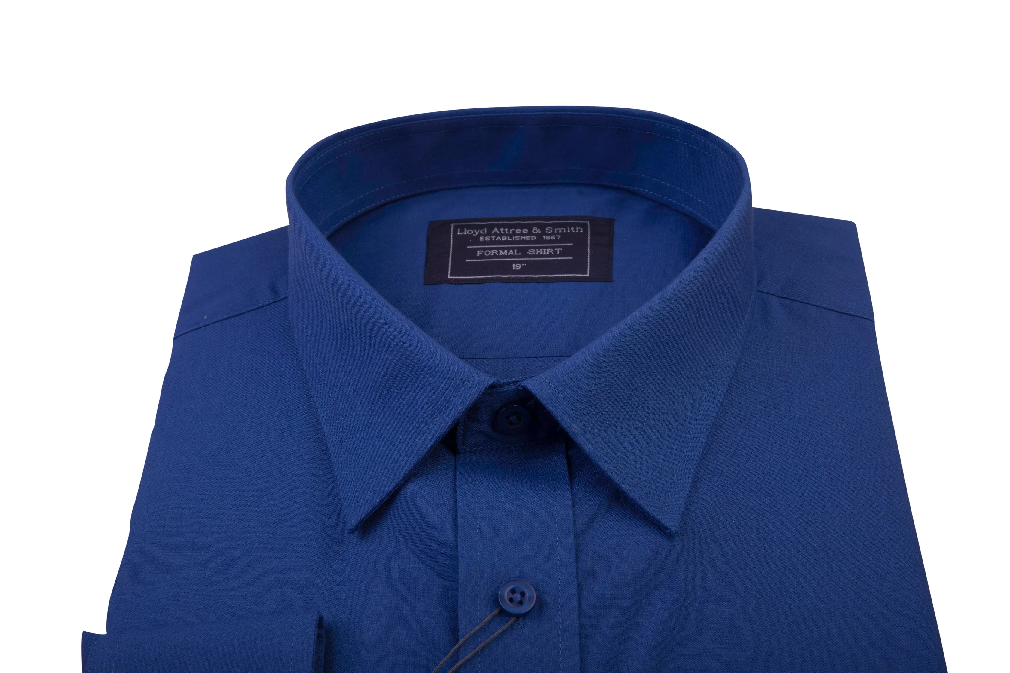 Men's Navy Blue Cotton Shirt Single Cuff Regular Collar