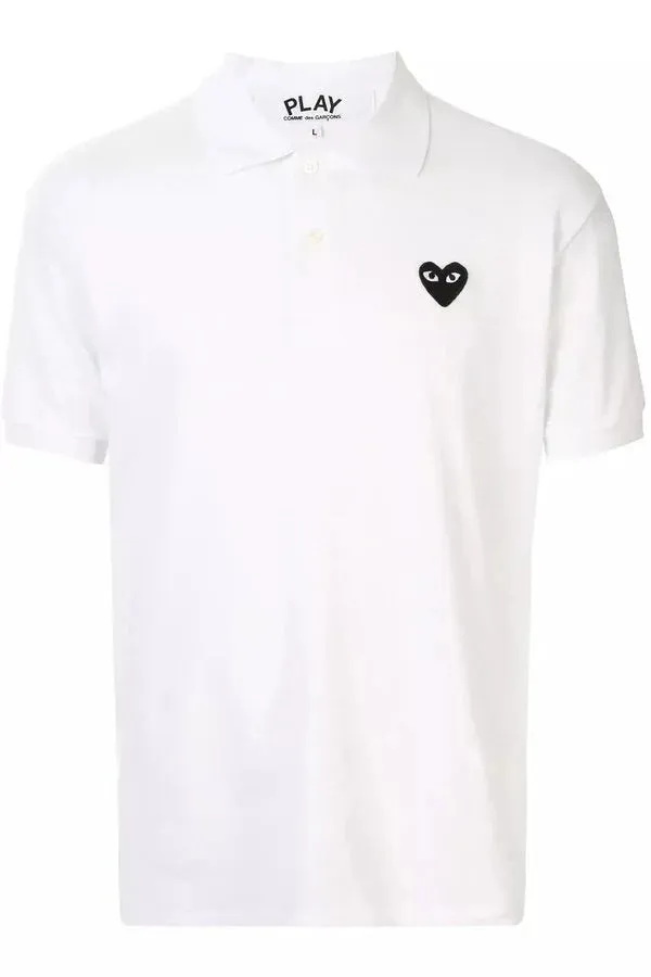 Men's White Polo with Black heart