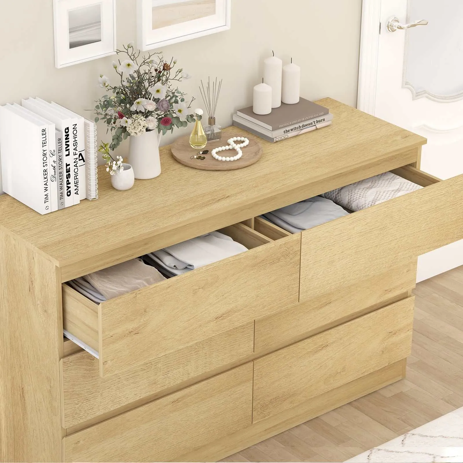 MerryLuk 6 Drawer Dresser for Bedroom