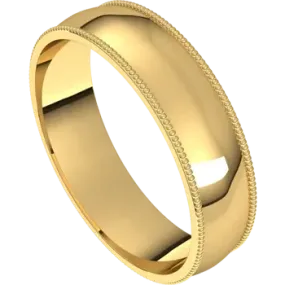 Milgrain Comfort Fit Half Round Wedding Band