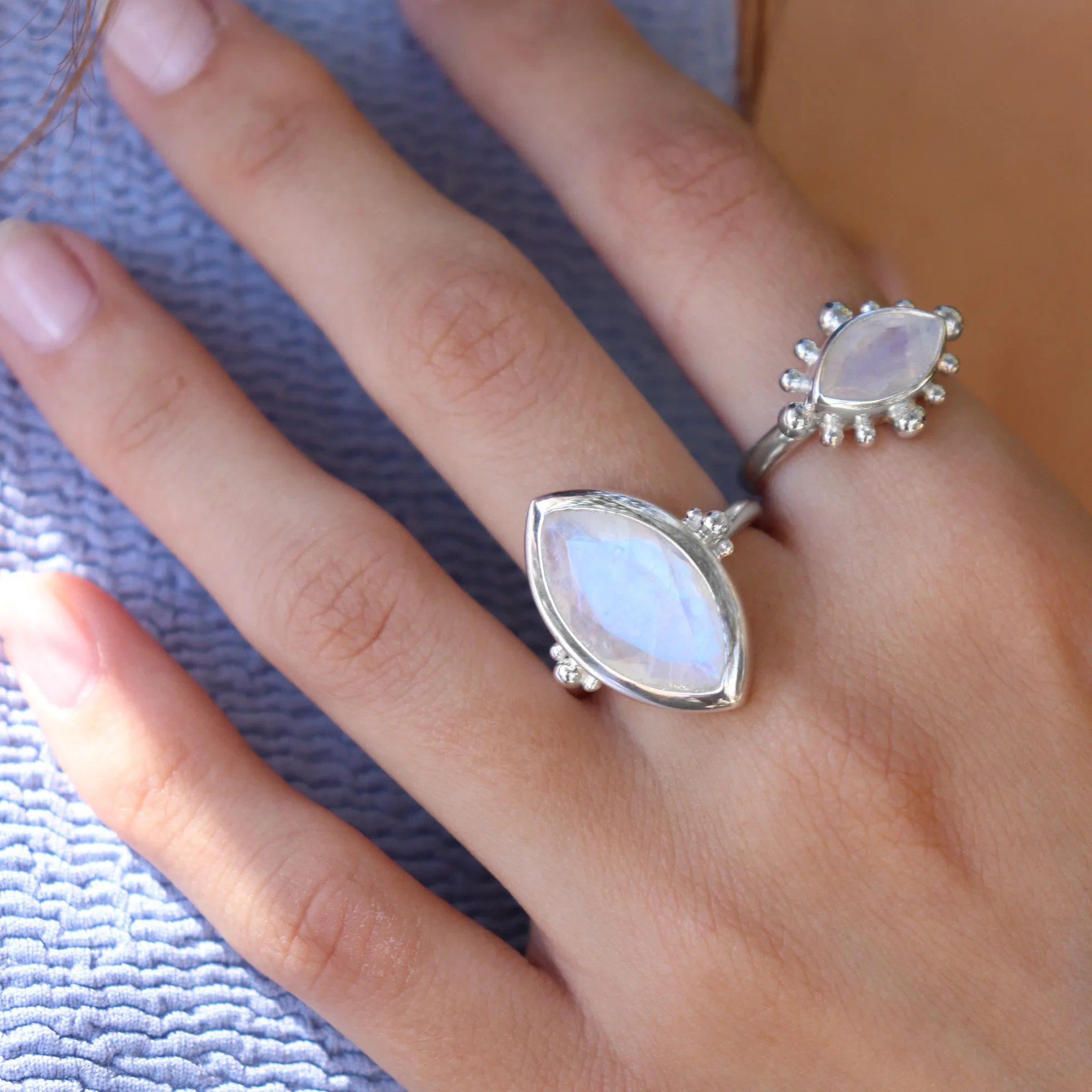 Moonstone Marquise Silver Ring