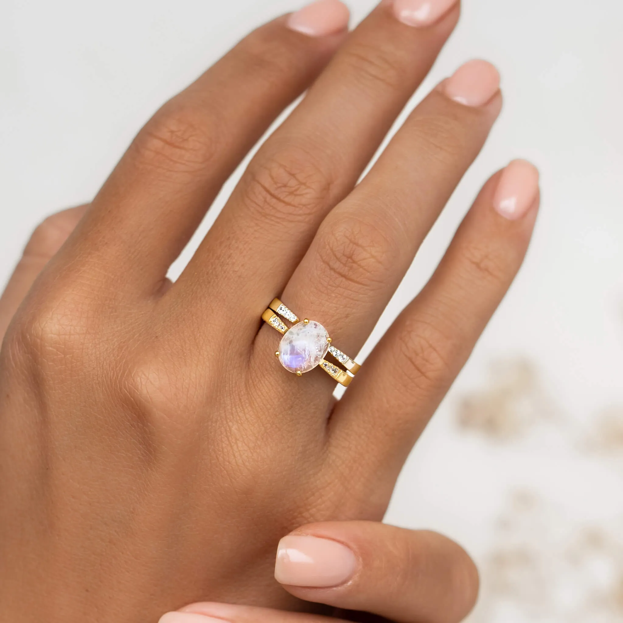 Moonstone Ring Set - Serena & Hailey