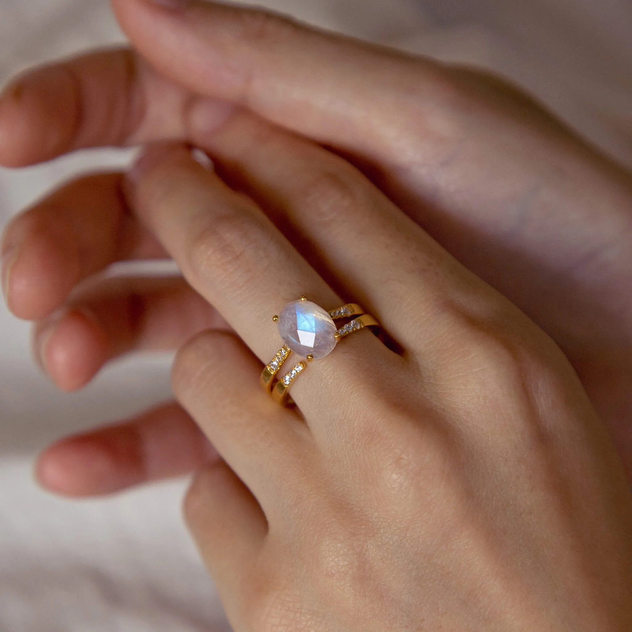 Moonstone Ring Set - Serena & Hailey