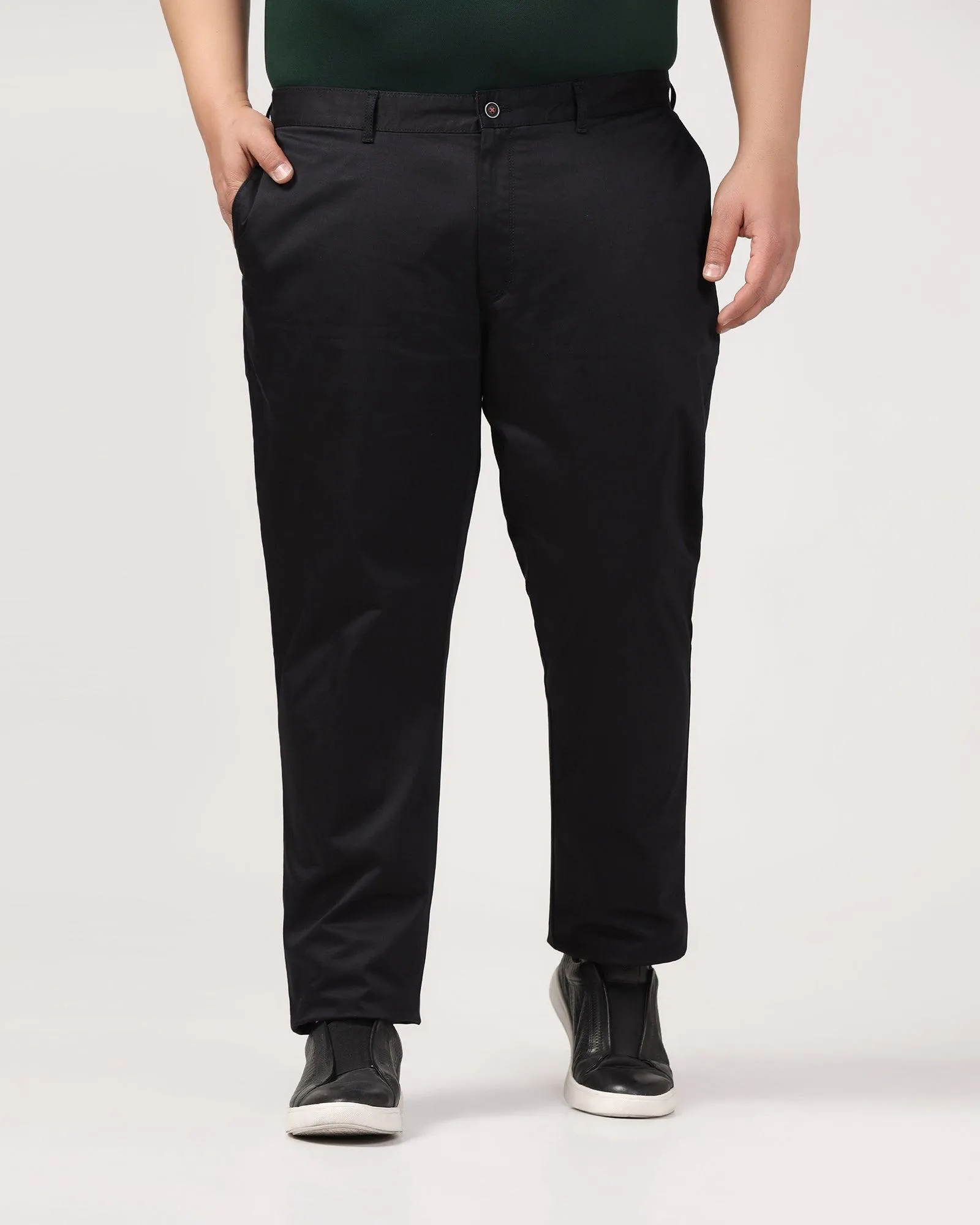 Must Haves Slim Comfort B-95 Casual Knight Black Solid Khakis - Kolt