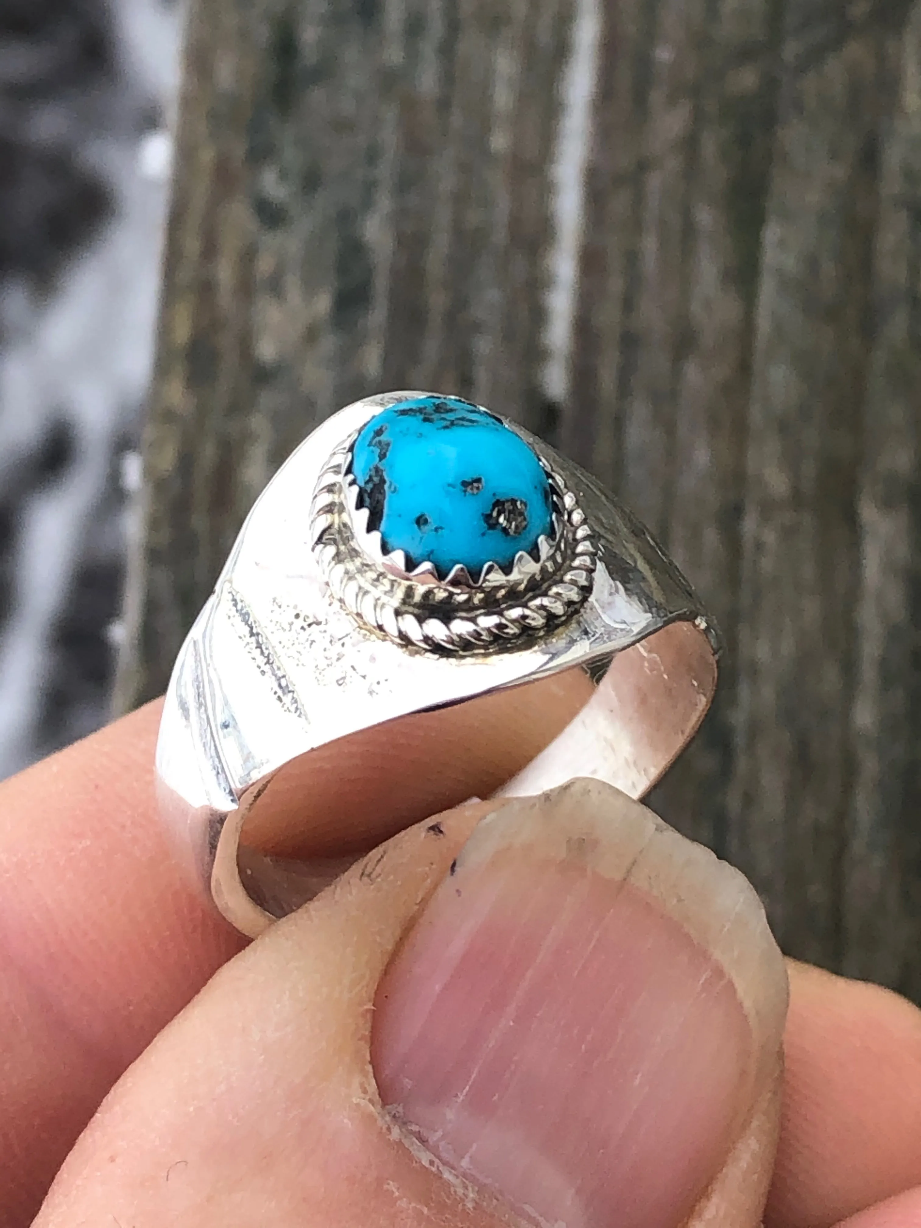 Navajo Turquoise Mens Sterling Silver Ring