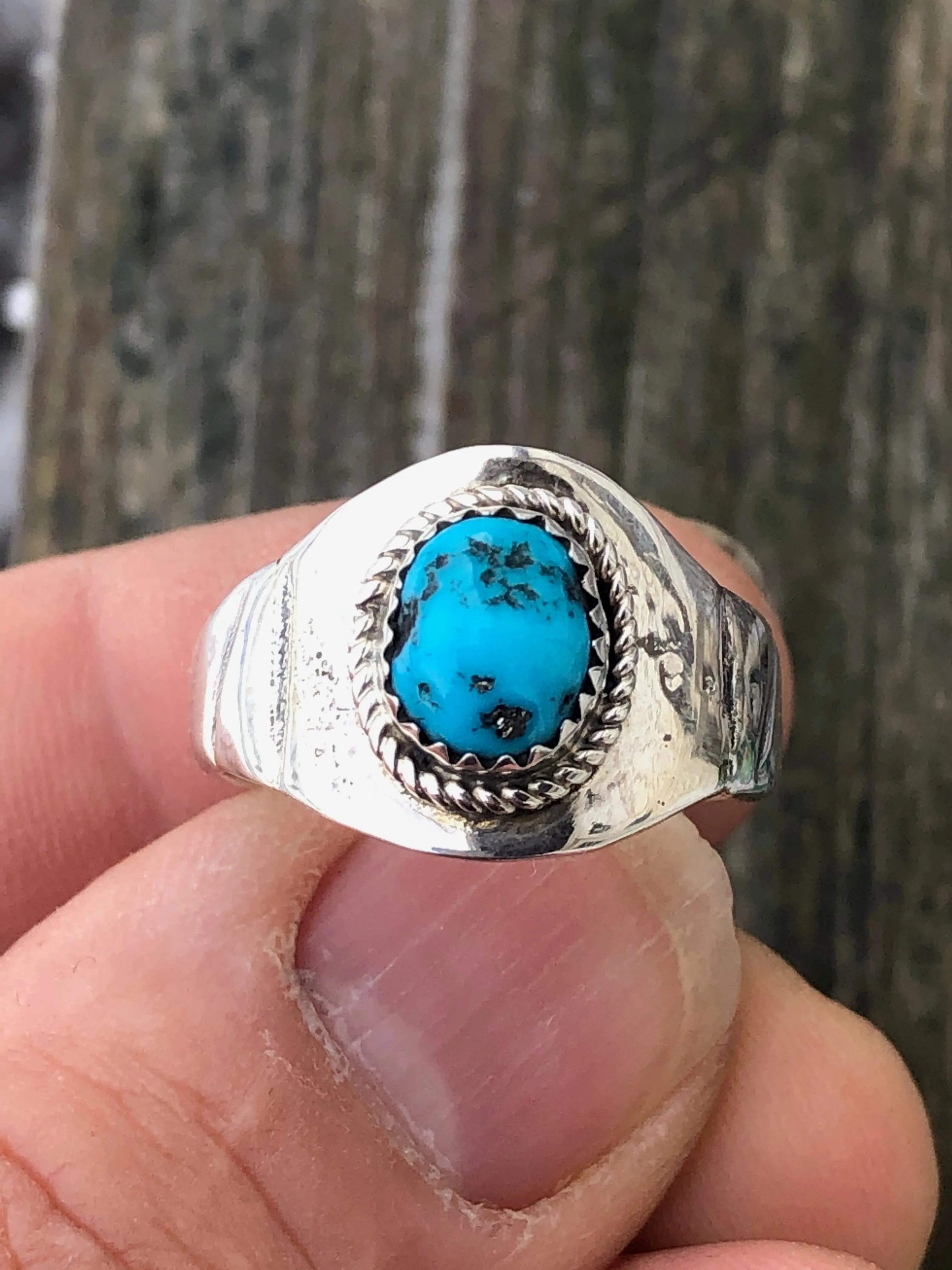 Navajo Turquoise Mens Sterling Silver Ring