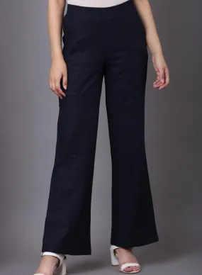 Navy Blue Long Plain Pant