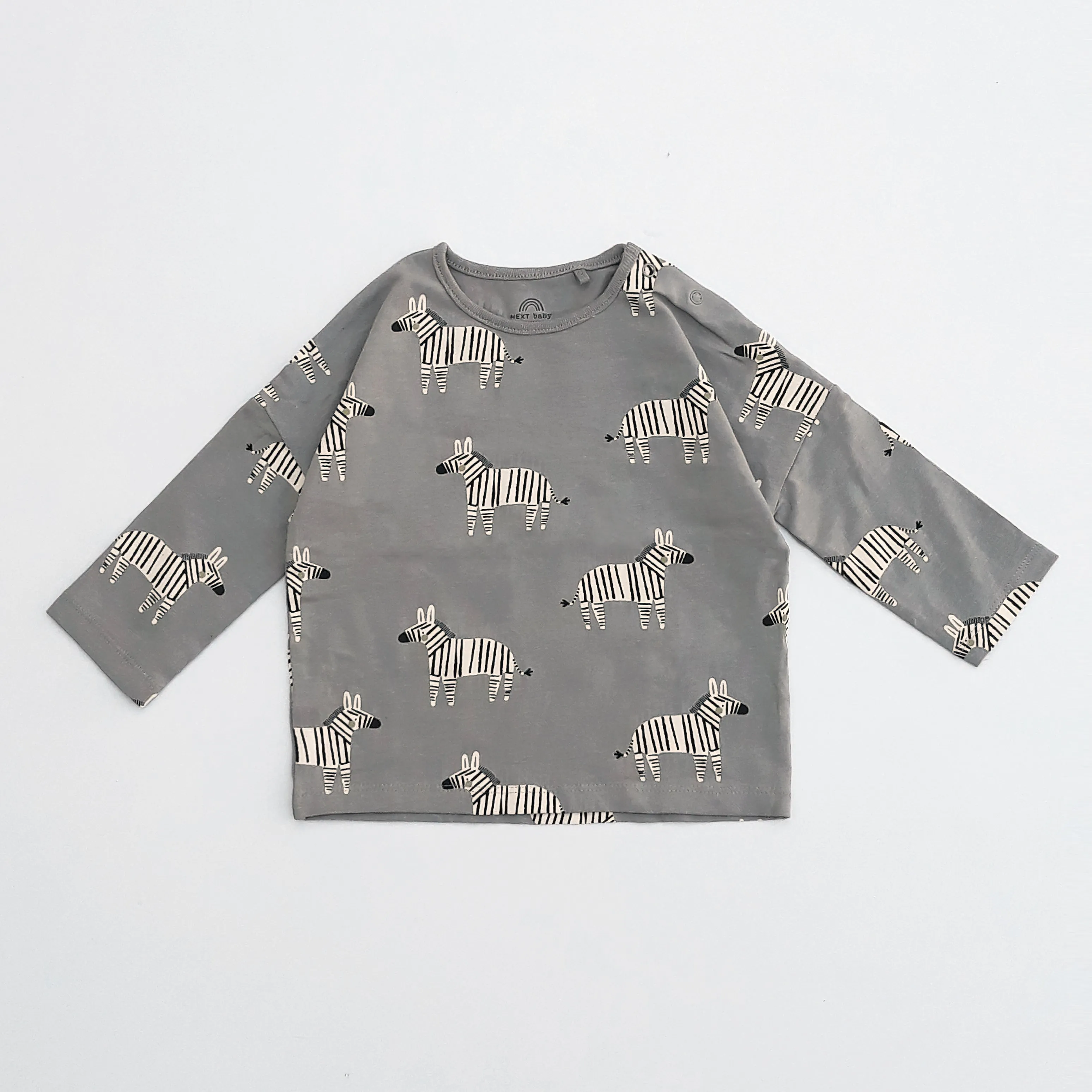 NX - Kids 'Grey' Animal Printed Full Sleeve Cotton T-Shirt NX338