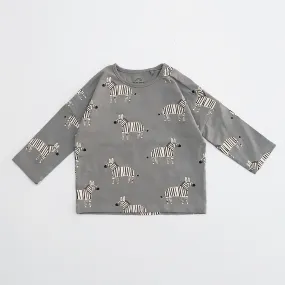 NX - Kids 'Grey' Animal Printed Full Sleeve Cotton T-Shirt NX338