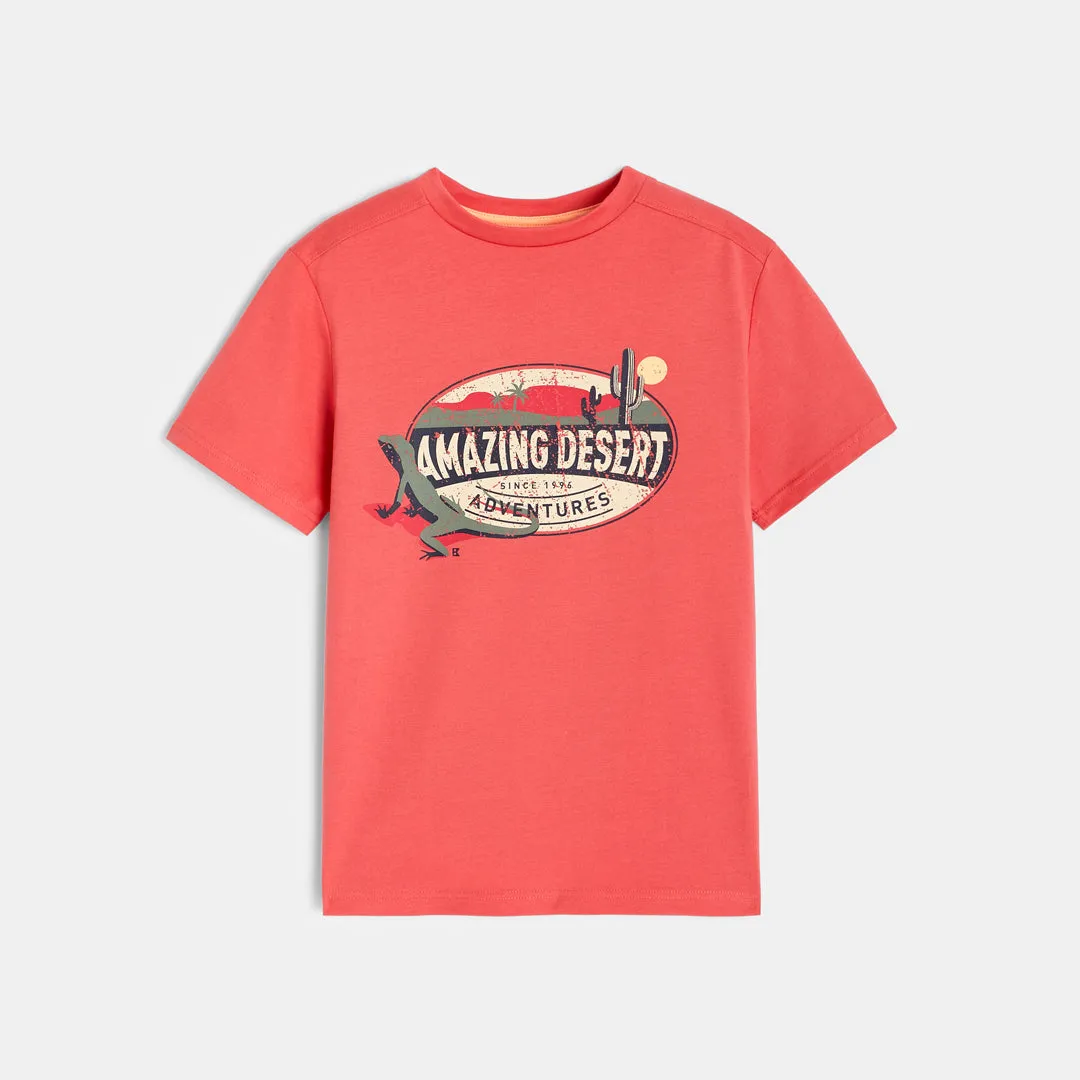 OK - Kids 'Red' Amazing Desert Printed Cotton T-Shirt OK152