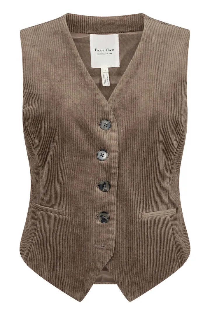 Part Two Linka Waistcoat in Walnut