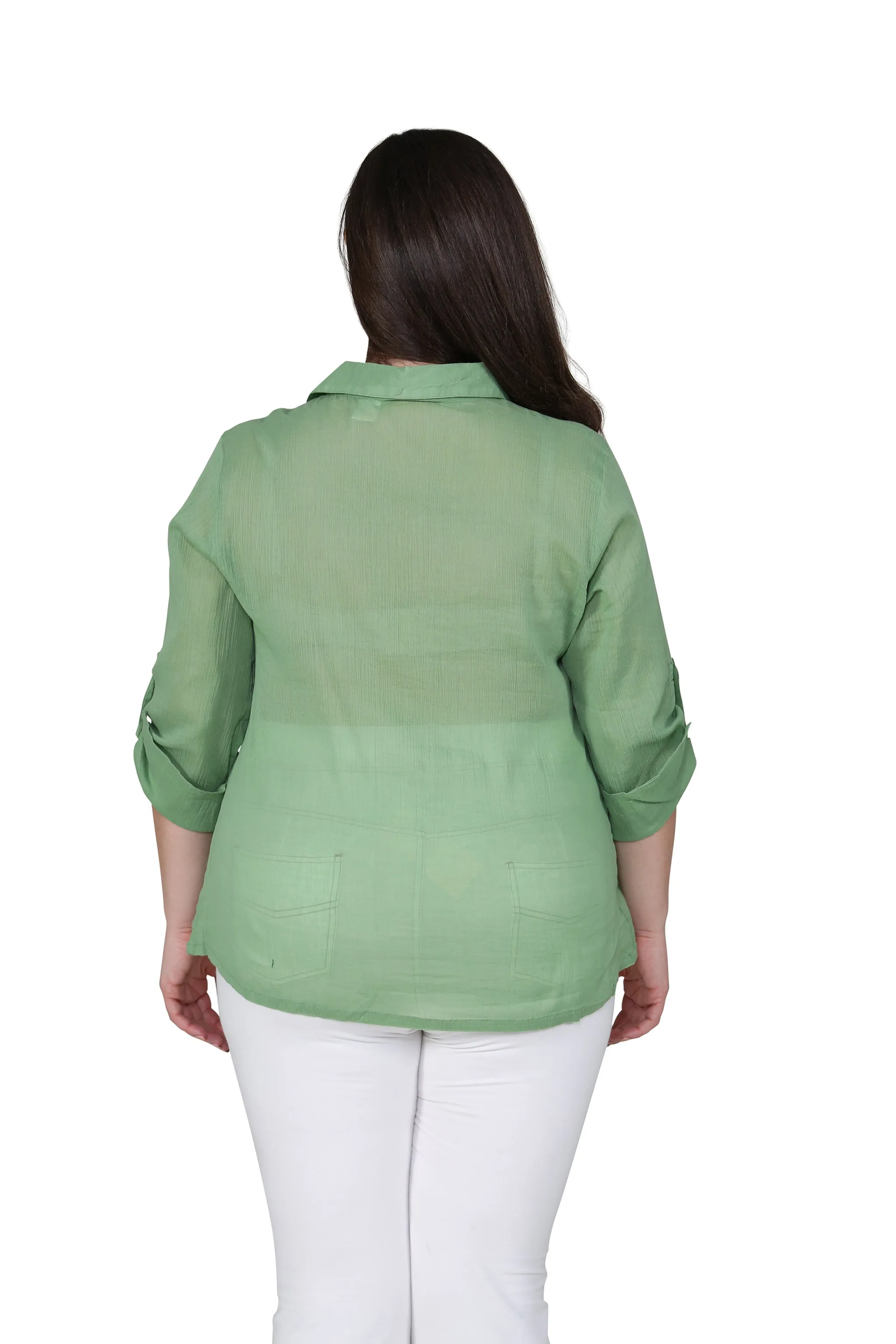 Plus Size Cotton Gauze Camp Shirt