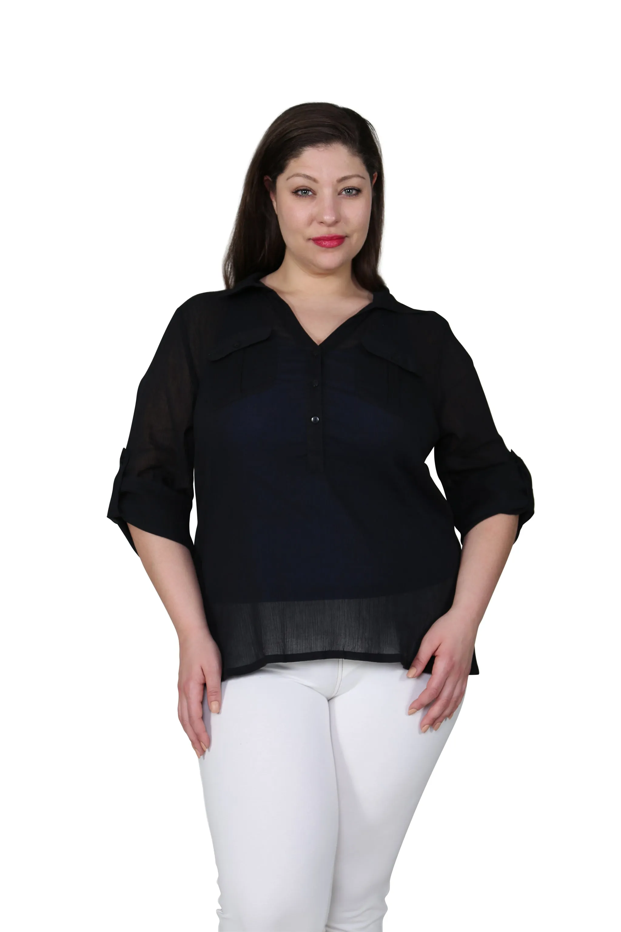 Plus Size Cotton Gauze Camp Shirt