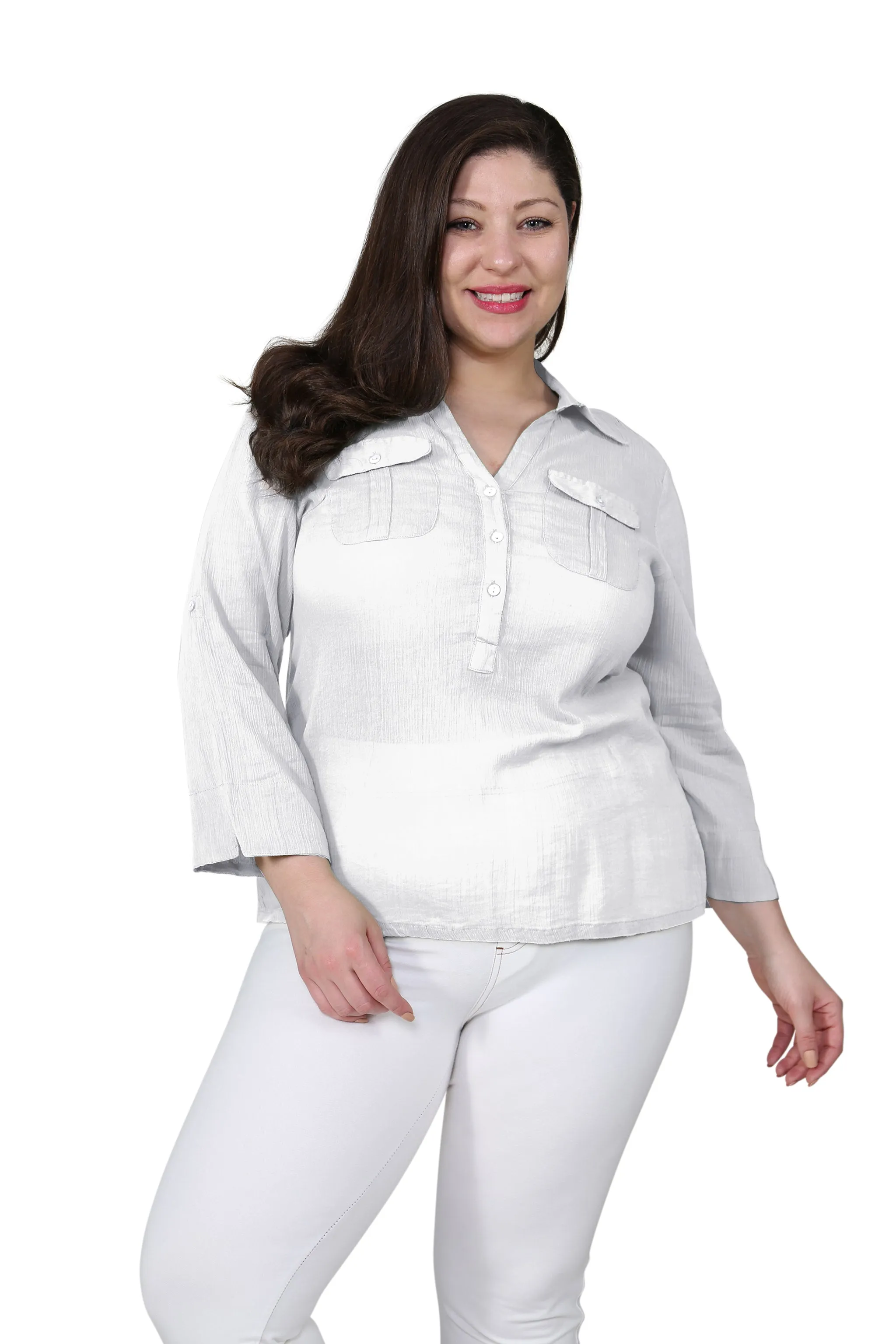 Plus Size Cotton Gauze Camp Shirt