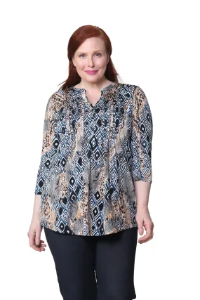 Plus Size La Cera Malabar Batik Print Tunic