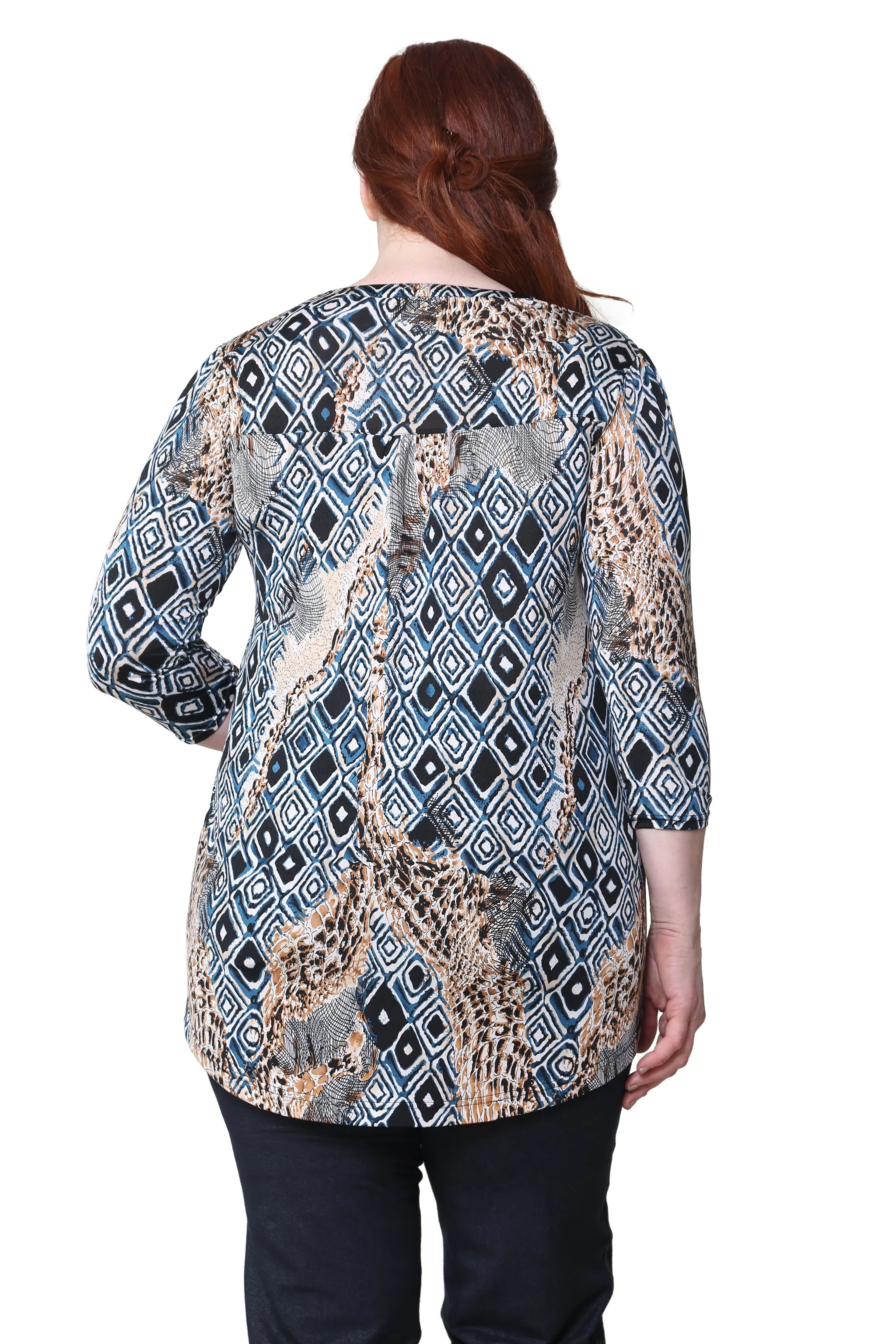 Plus Size La Cera Malabar Batik Print Tunic