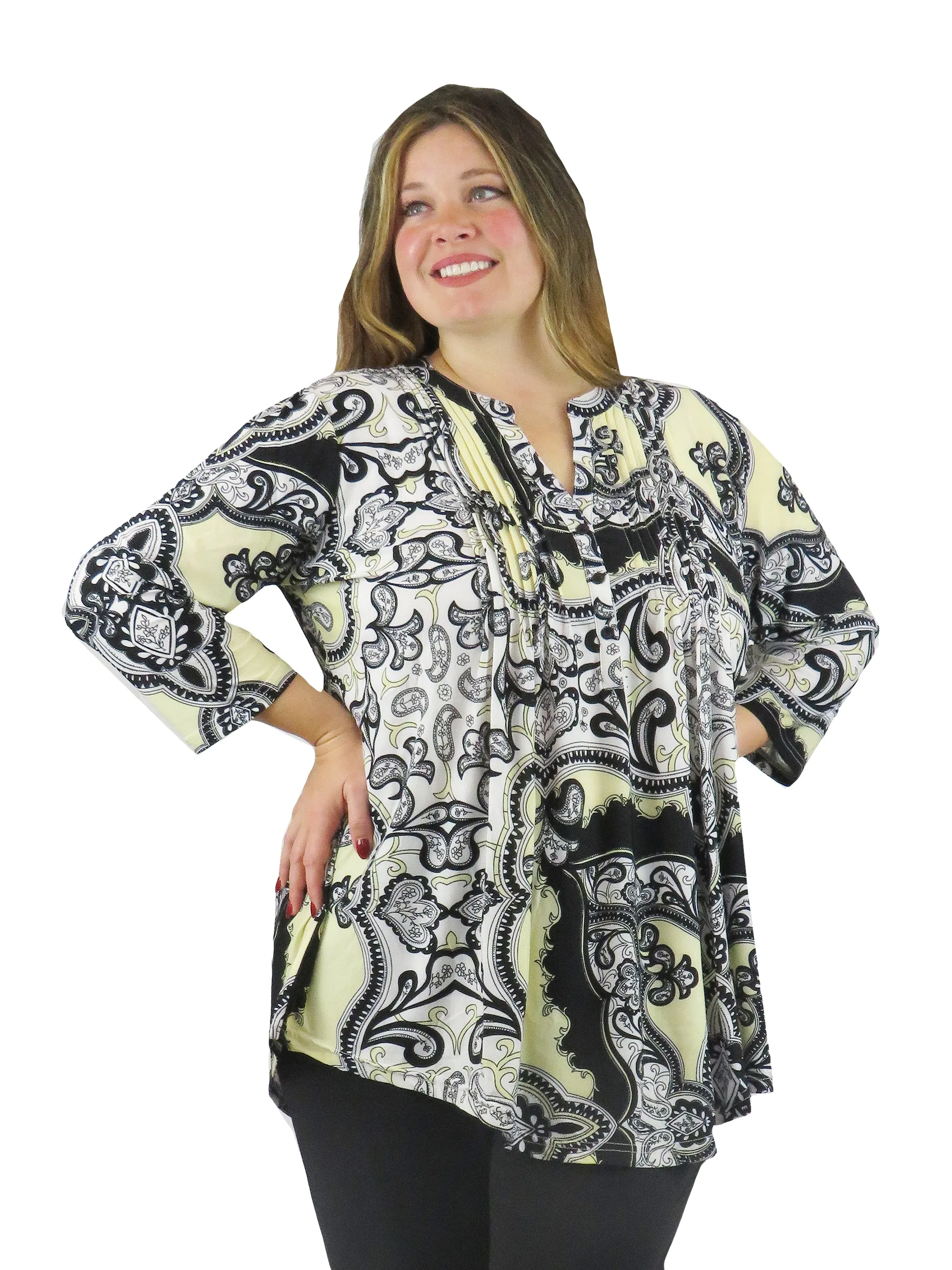 Plus Size La Cera Park Paisley Print Tunic