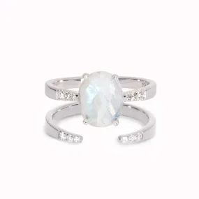 Silver Moonstone Ring Set - Serena & Hailey