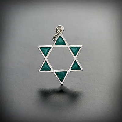 Small star of David pendant, open shape, gold or silver with enamel