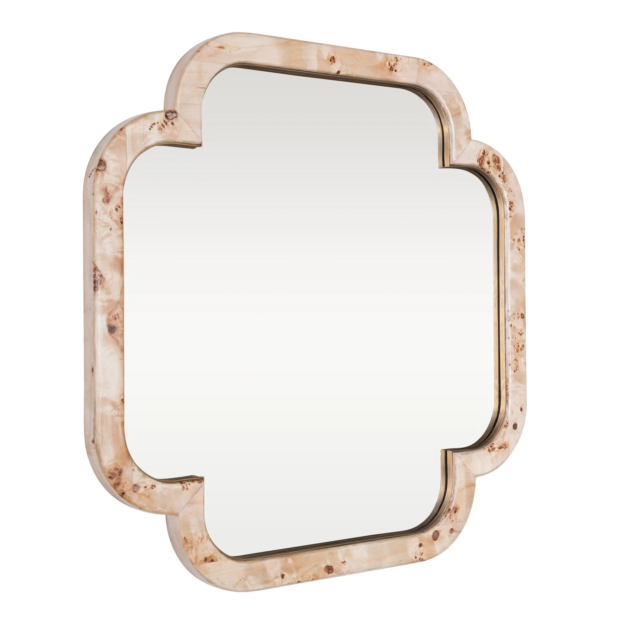 Swiss 455MI36B 36x36 Wall Mirror - Poplar Burl/Weathered Brass