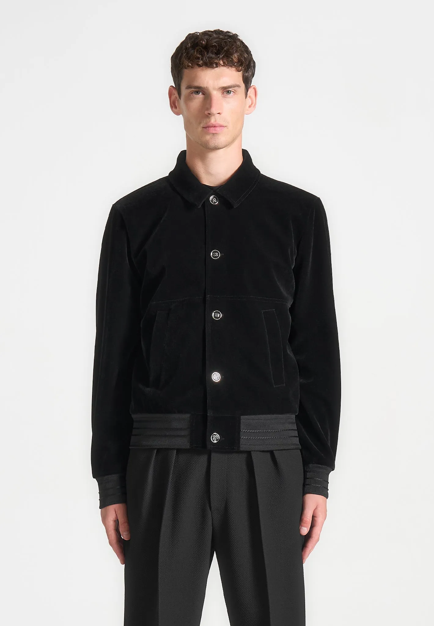 Velvet Trucker Jacket - Black