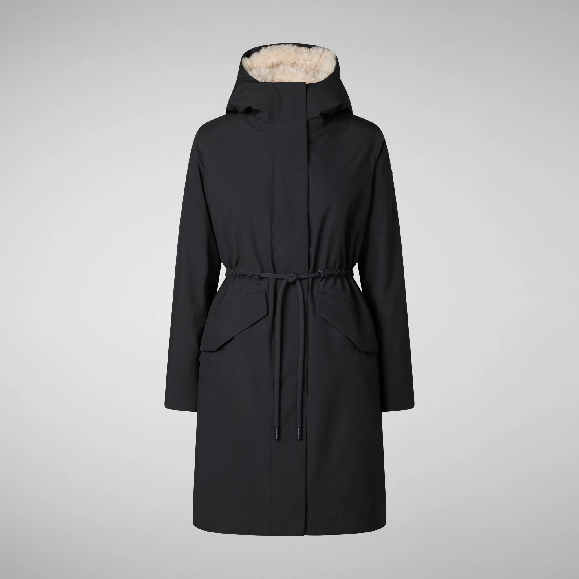 Woman's hooded parka Noelle in blue black