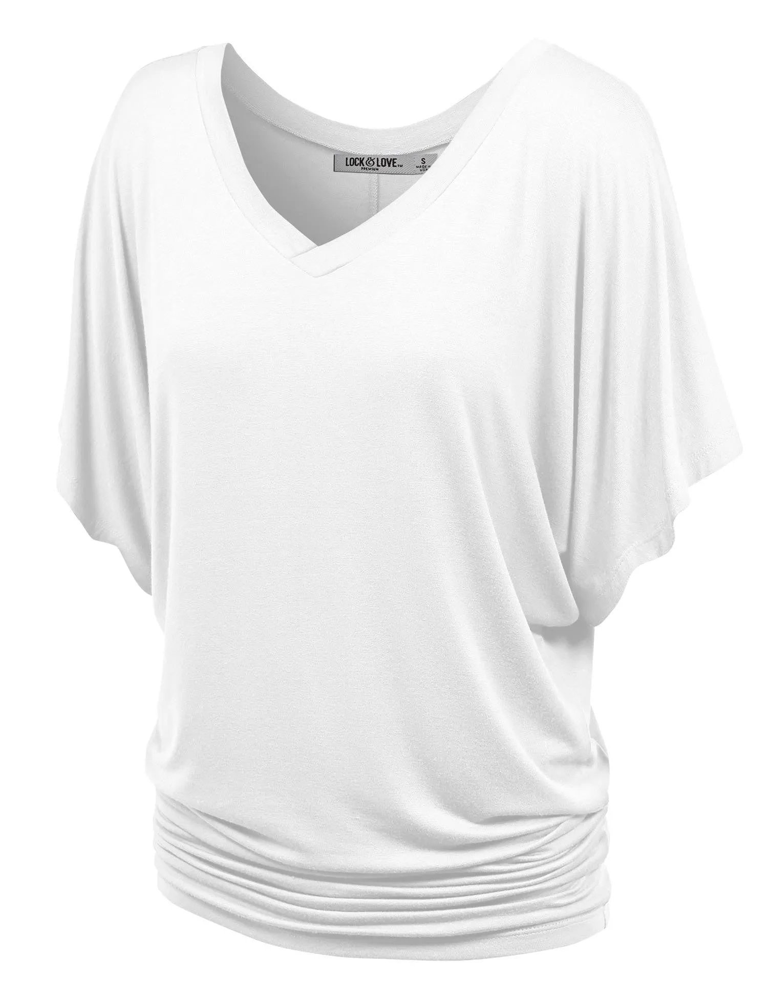 Women's Solid Short Sleeve V Neck Dolman Top